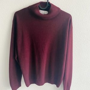 Soft Maroon Mock Neck Turtleneck Sweater